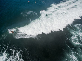 High angle view of man in sea