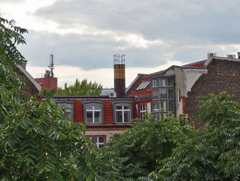 Low angle view of houses against sky