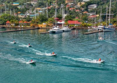 Boats sailing in sea