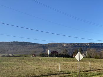 Scenic view of field against clear sky