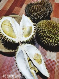 High angle view of fruits on table