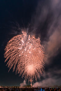 Firework display at night