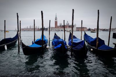 View of boats in water