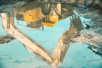 High angle view of swimming pool against sky