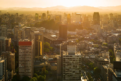 City skyline of the historic downtown and civic center at santiago de chile.