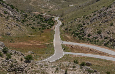 High angle view of road passing through landscape