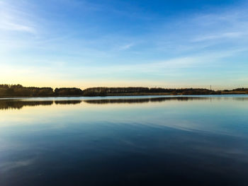 Scenic view of calm lake against sky