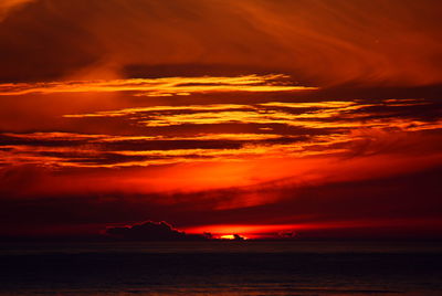 Scenic view of sea against dramatic sky