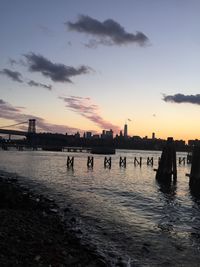 View of city at sunset