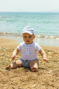 Cute boy on beach