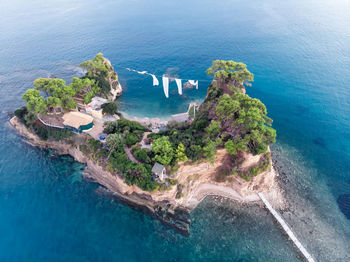 High angle view of island in sea