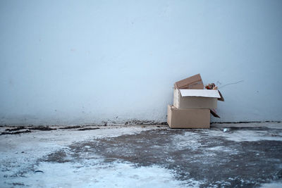 Lifeguard hut on white wall