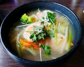 Vietnamese lemongrass soup close-up