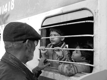 Boy looking at camera