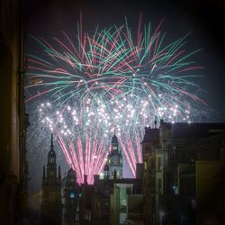 Fireworks display at night