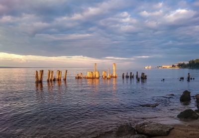 Scenic view of sea against sky during sunset