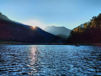 Scenic view of lake against sky