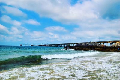 Scenic view of beach against sky