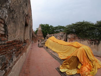 Panoramic view of buddha statue against trees and buildings