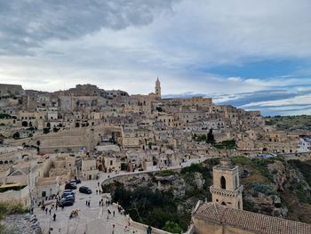 High angle view of townscape against sky