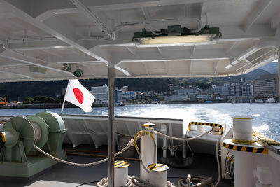 Japanese flag fluttering beautifully on a ferry