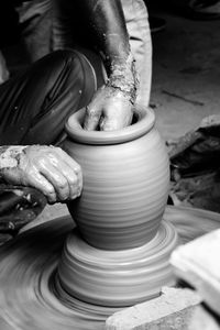 Close-up of pottery at the workshop