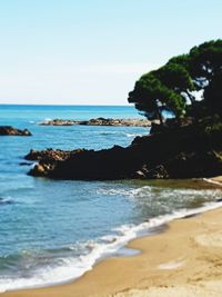 Scenic view of sea against clear sky