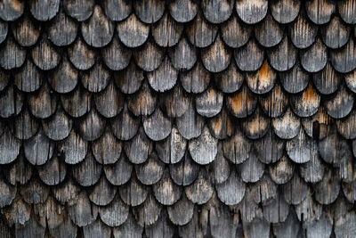 Full frame shot of weathered wooden roof tiles