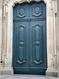 Closed door of building