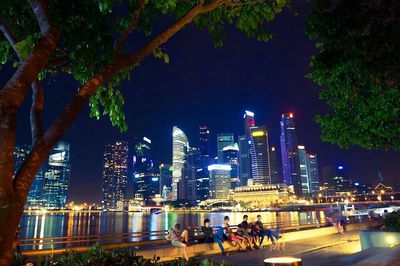 Illuminated city at night