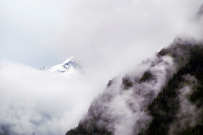 Scenic view of snow covered mountains against sky