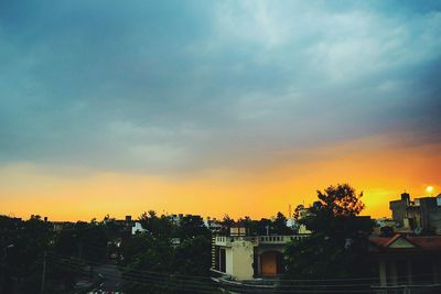 Buildings at sunset