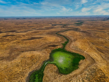 Scenic view of land against sky