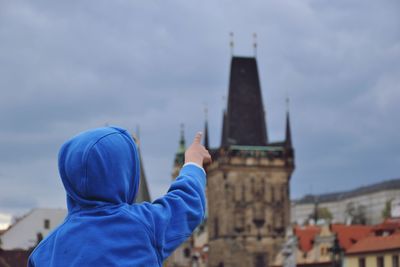 Child showing tower