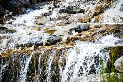 Water flowing through rocks
