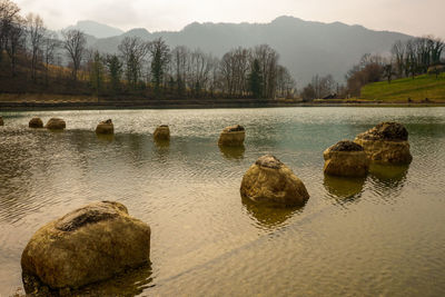 Scenic view of lake against sky