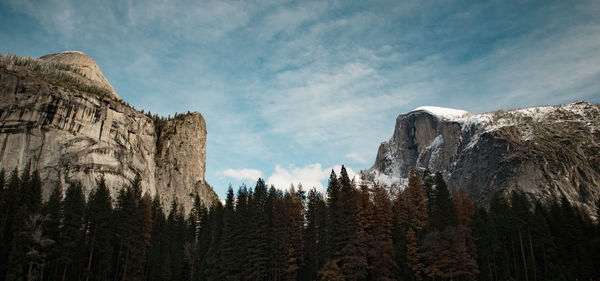 Low angle view of rocks against sky