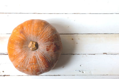 High angle view of pumpkin on table