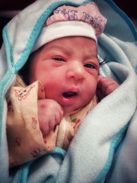 Close-up portrait of cute baby boy