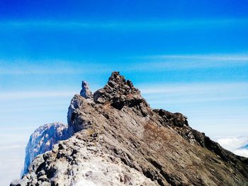 Low angle view of rock formation against sky