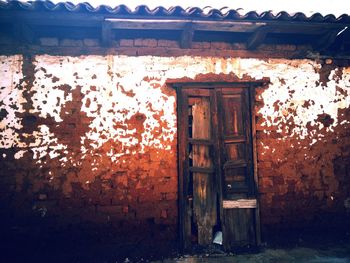 Closed door of house