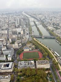 High angle view of buildings in city