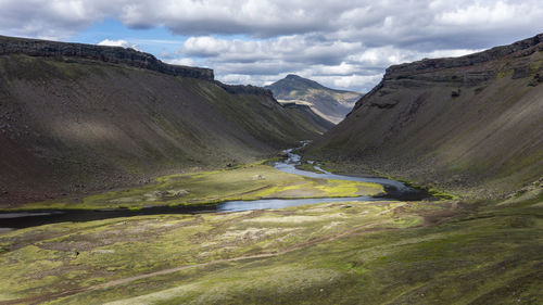 Scenic view of mountains against sky