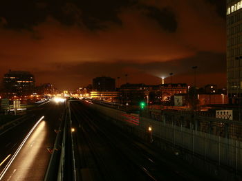 Light trails in city at night