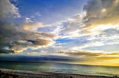 Scenic view of sea against sky at sunset