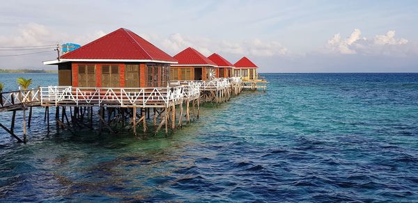 House by sea against sky