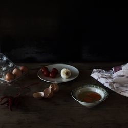 Close-up of food on table