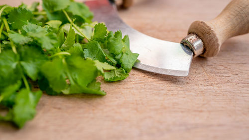 Close-up of chopped vegetables on cutting board