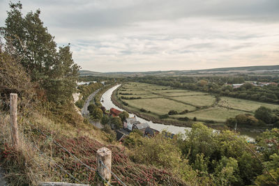 High angle view of landscape against sky