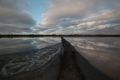 Scenic view of shore against sky